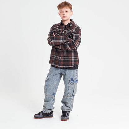 Camisa Ml Rusty Fade Away Flannel Long Sleeve Shirt Jr* Brown