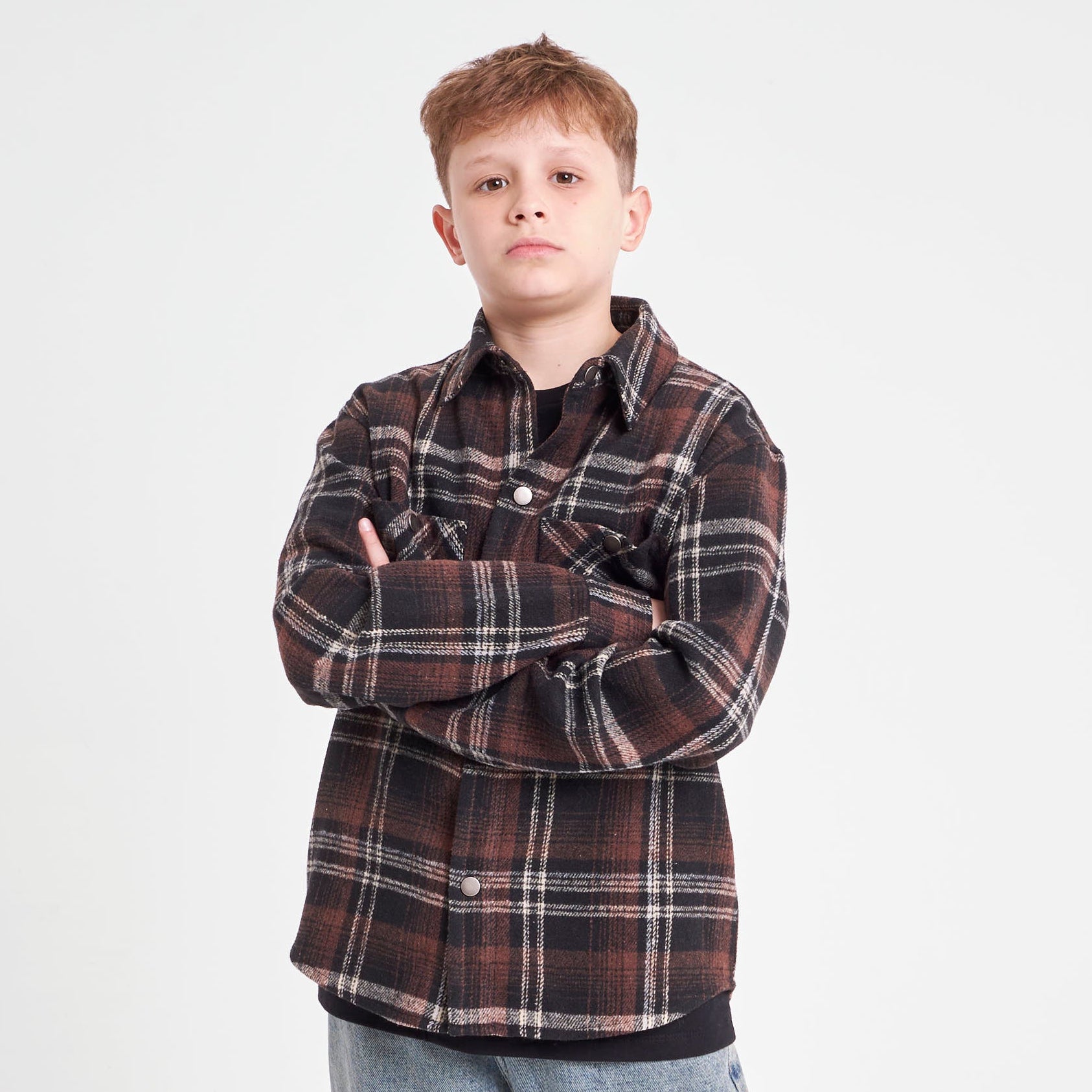 Camisa Ml Rusty Fade Away Flannel Long Sleeve Shirt Jr* Brown