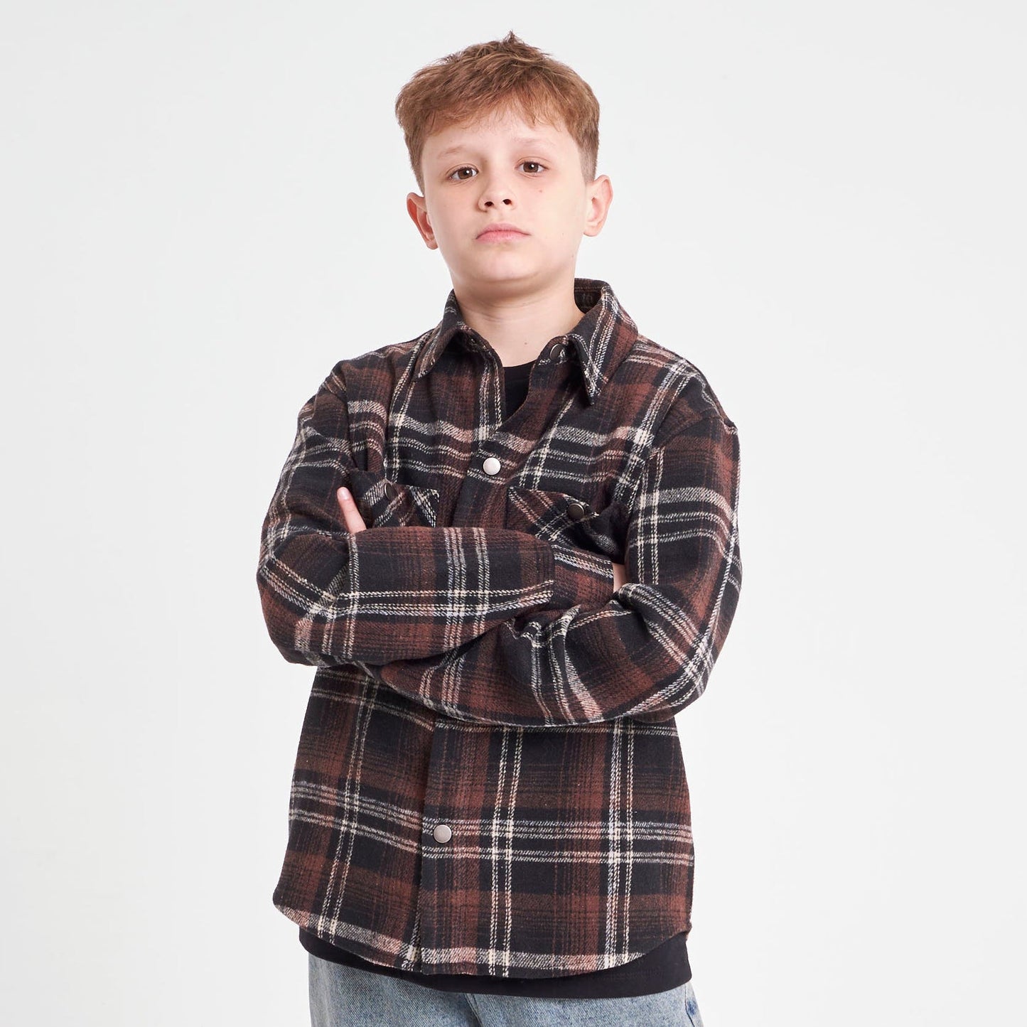 Camisa Ml Rusty Fade Away Flannel Long Sleeve Shirt Jr* Brown