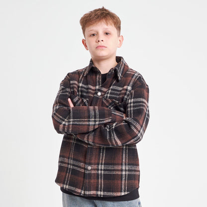 Camisa Ml Rusty Fade Away Flannel Long Sleeve Shirt Jr* Brown