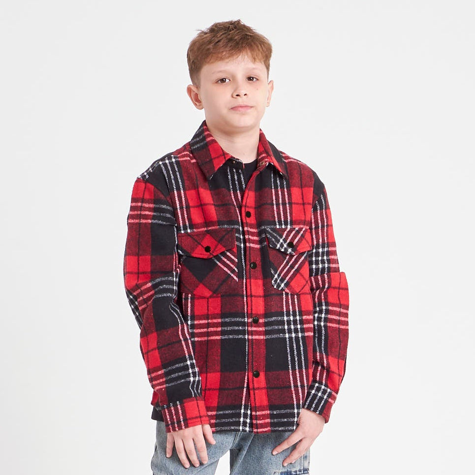 Camisa Ml Rusty Galaxie Flannel Long Sleeve Shirt Jr* Red