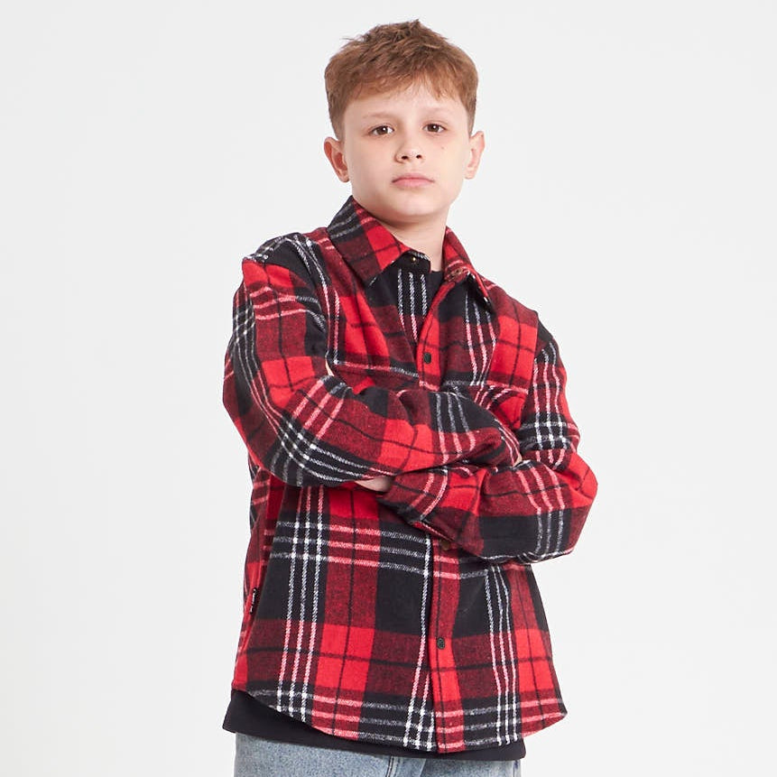 Camisa Ml Rusty Galaxie Flannel Long Sleeve Shirt Jr* Red