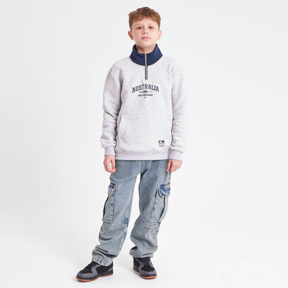Buzo Rusty Australian 1/4 Zip Crew Jr White Marle