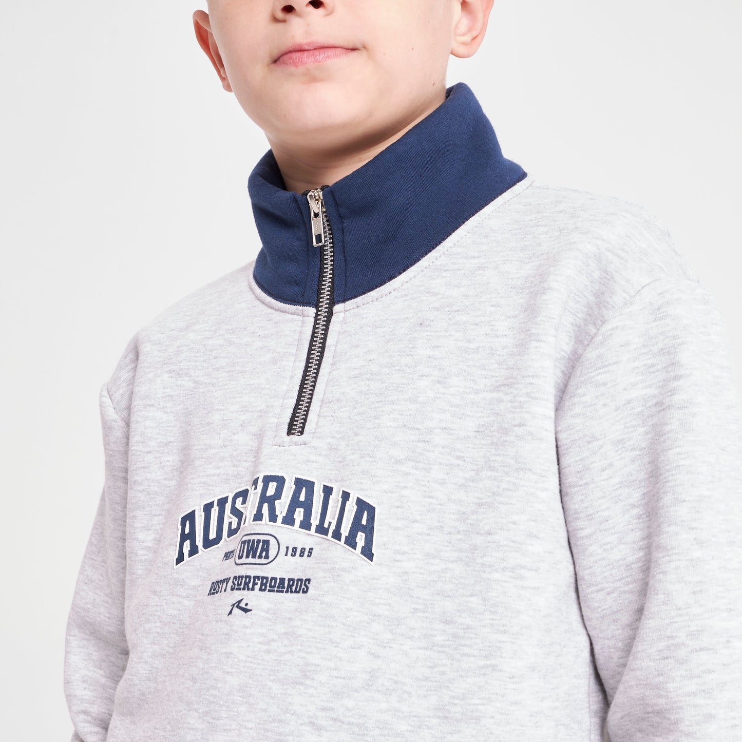 Buzo Rusty Australian 1/4 Zip Crew Jr White Marle