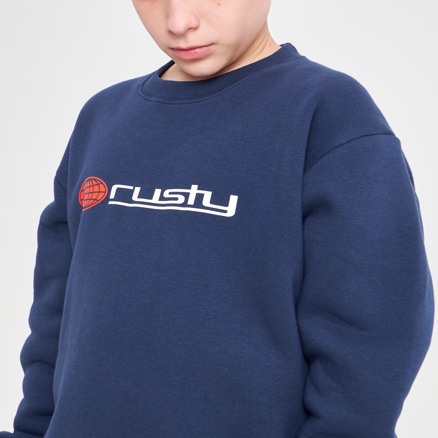 Buzo Rusty Global Confussion Crew Jr Navy Blue