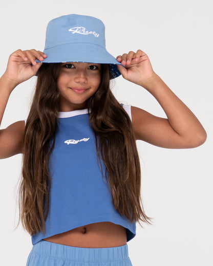 Piluso Rusty Summer Time Reversible Bucket Hat Girls* Yonder Blue