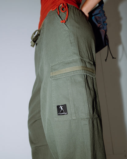 Jean Rusty River Low Rise Baggy Cargo Pant Shadow Army