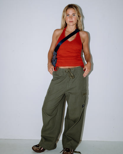 Jean Rusty River Low Rise Baggy Cargo Pant Shadow Army