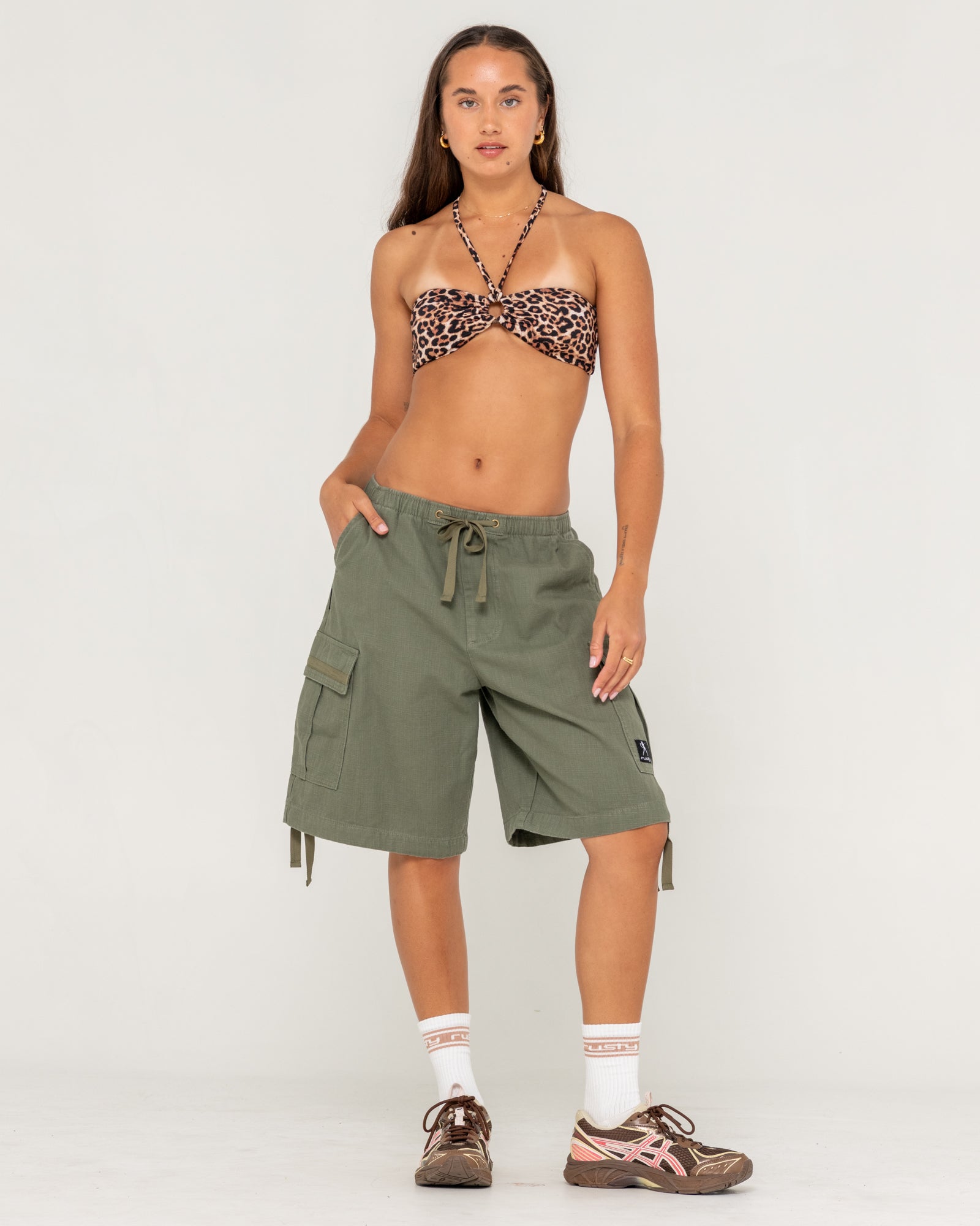 Bermuda Rusty River Low Rise Baggy Cargo Short Shadow Army