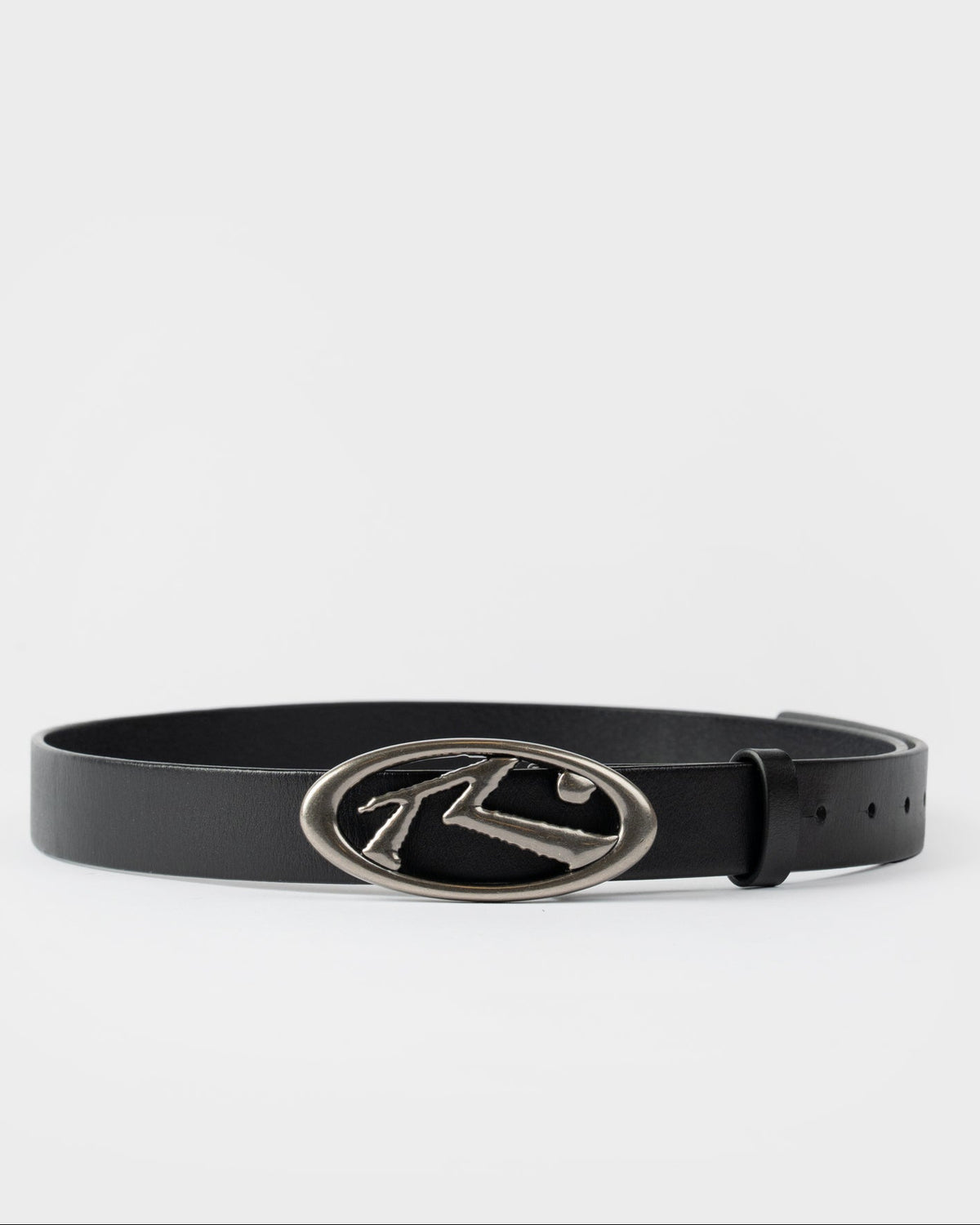 Cinturon Rusty R Dot Buckle Leather Belt Men Black