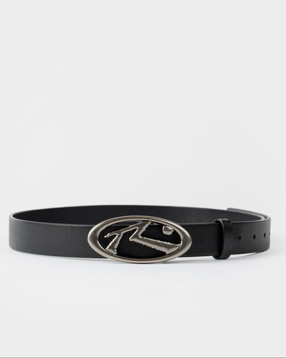 Cinturon Rusty R Dot Buckle Leather Belt Men Black