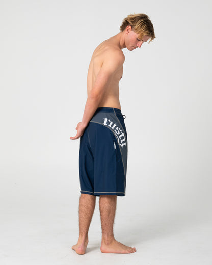 Boardshort Rusty Tribalay Fixed Waist Boardshort Navy Blue