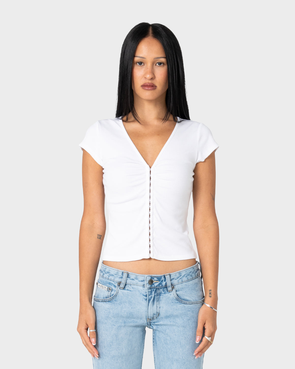 Fashion Top Rusty Im Hooked Cap Sleeve Fashion Top Ld White