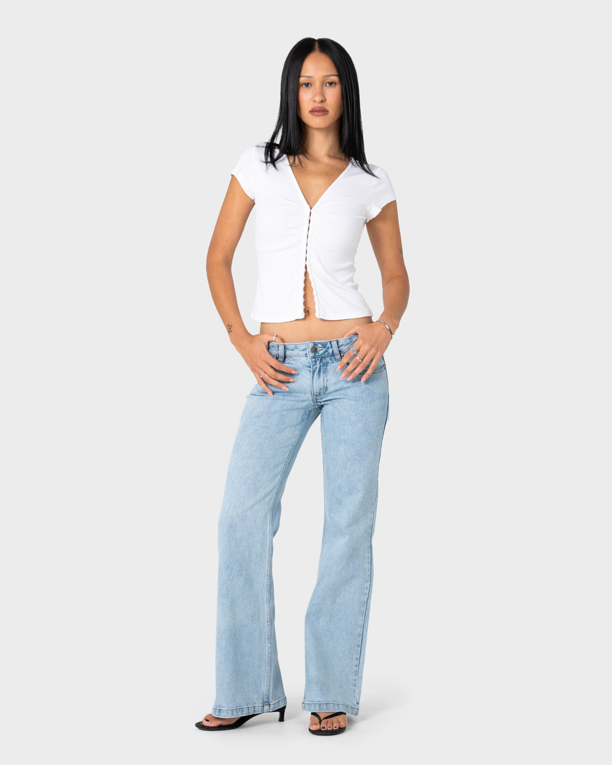 Fashion Top Rusty Im Hooked Cap Sleeve Fashion Top Ld White