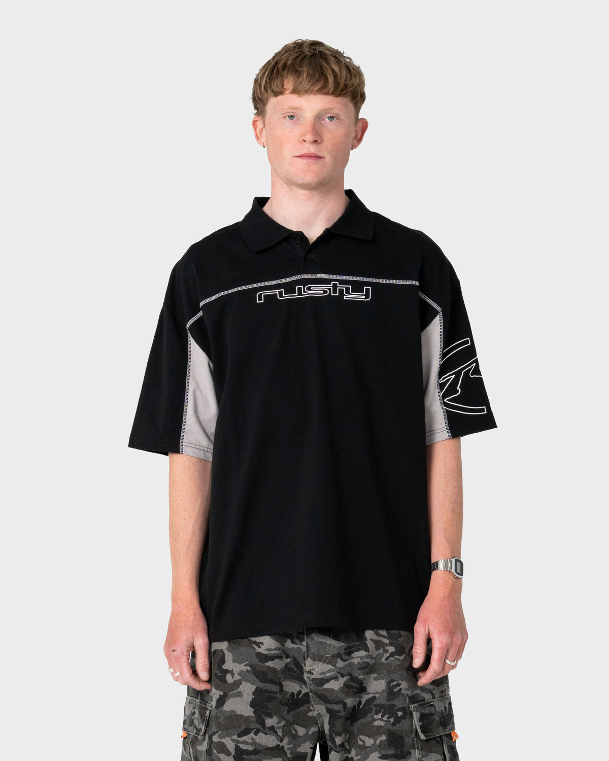 Chomba Mc Rusty Cyberwave Short Sleeve Polo Black