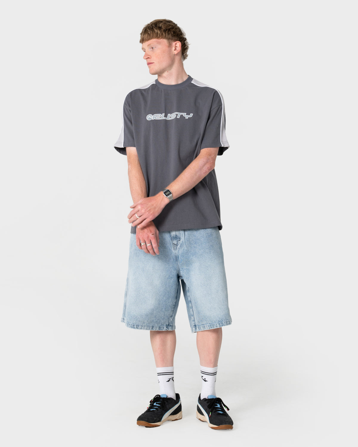 Short Rusty Yowie 2.0 Wide Baggy Jort Blasted True Blue