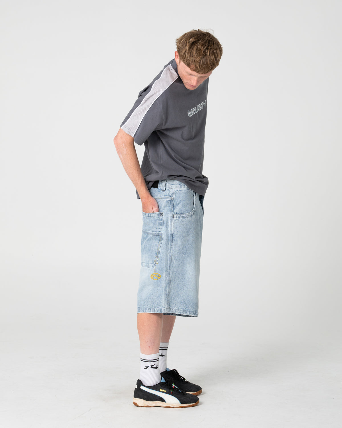 Short Rusty Yowie 2.0 Wide Baggy Jort Blasted True Blue