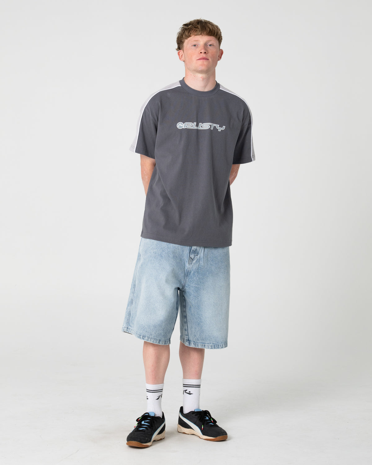 Short Rusty Yowie 2.0 Wide Baggy Jort Blasted True Blue