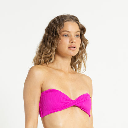 Bikini Alto Rusty Sandalwood Bandeau Twist Bik Top Ld Fuchsia