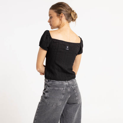 Fashion Top Rusty Sandy Button Up Top Ld Black