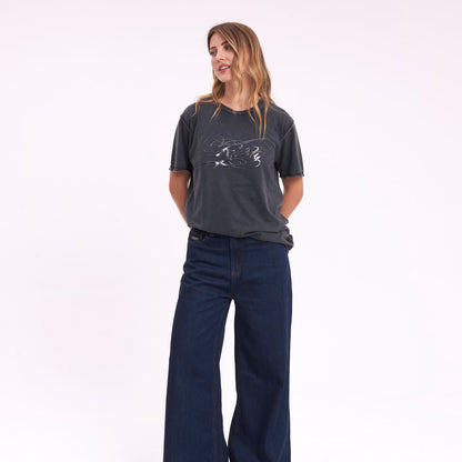 Remera Mc Rusty Script Diddy Relaxed Tee Ld Washed Black