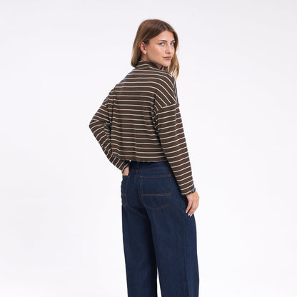 Fashion Top Rusty Shadow Knit Ls Tee Ld Chestnuit