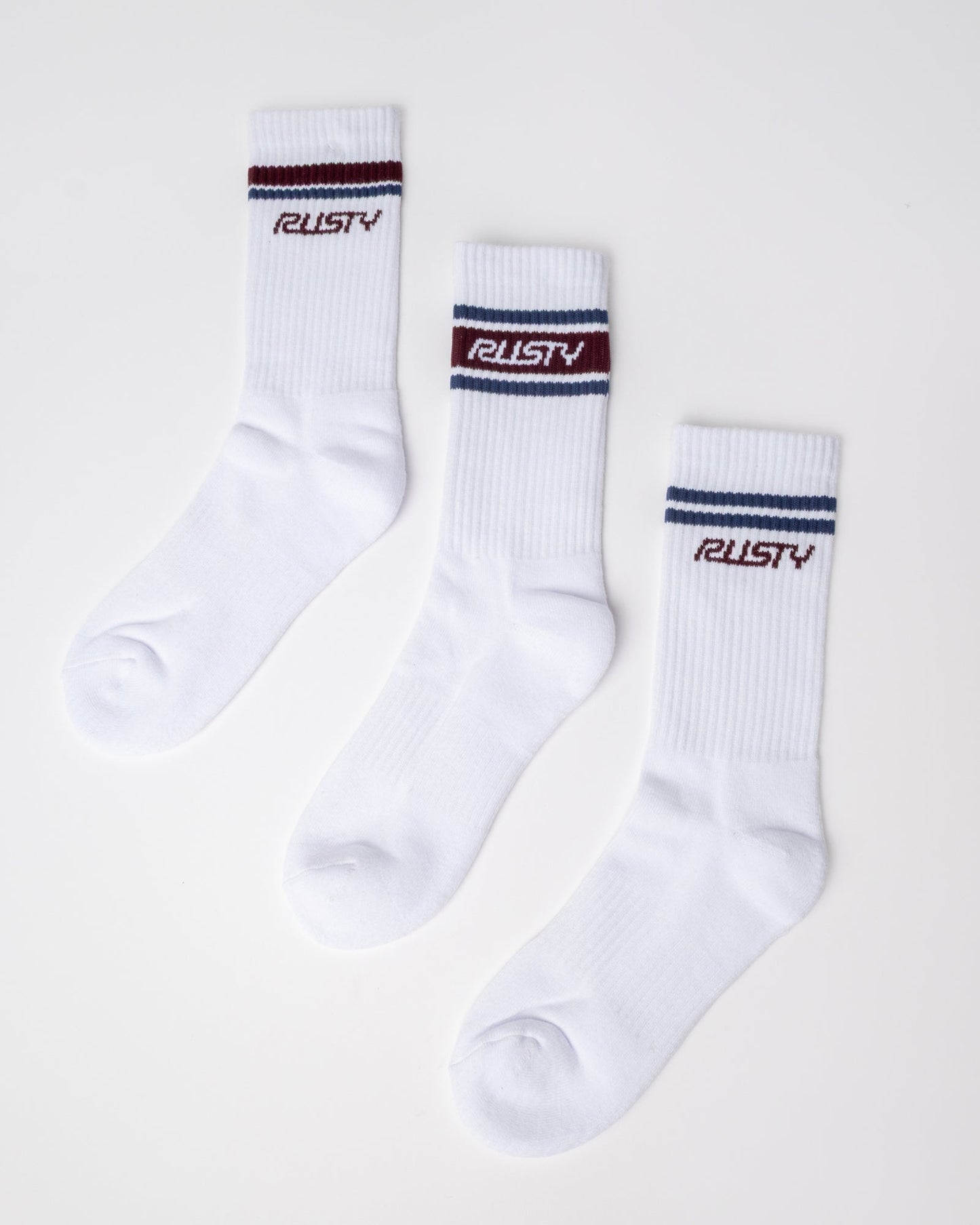 Medias Rusty Shake Up Crew 3-Sock Pack White