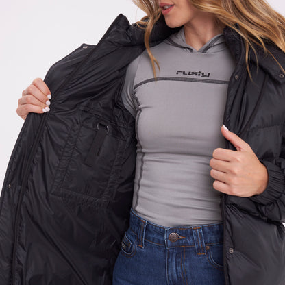 Campera Abrigo Rusty Shallow Long Puffer Coat Ld Black