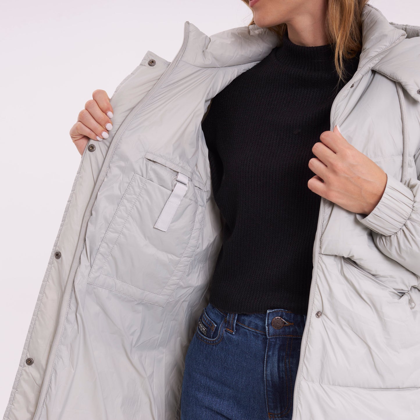 Campera Abrigo Rusty Shallow Long Puffer Coat Ld Mirage Gray
