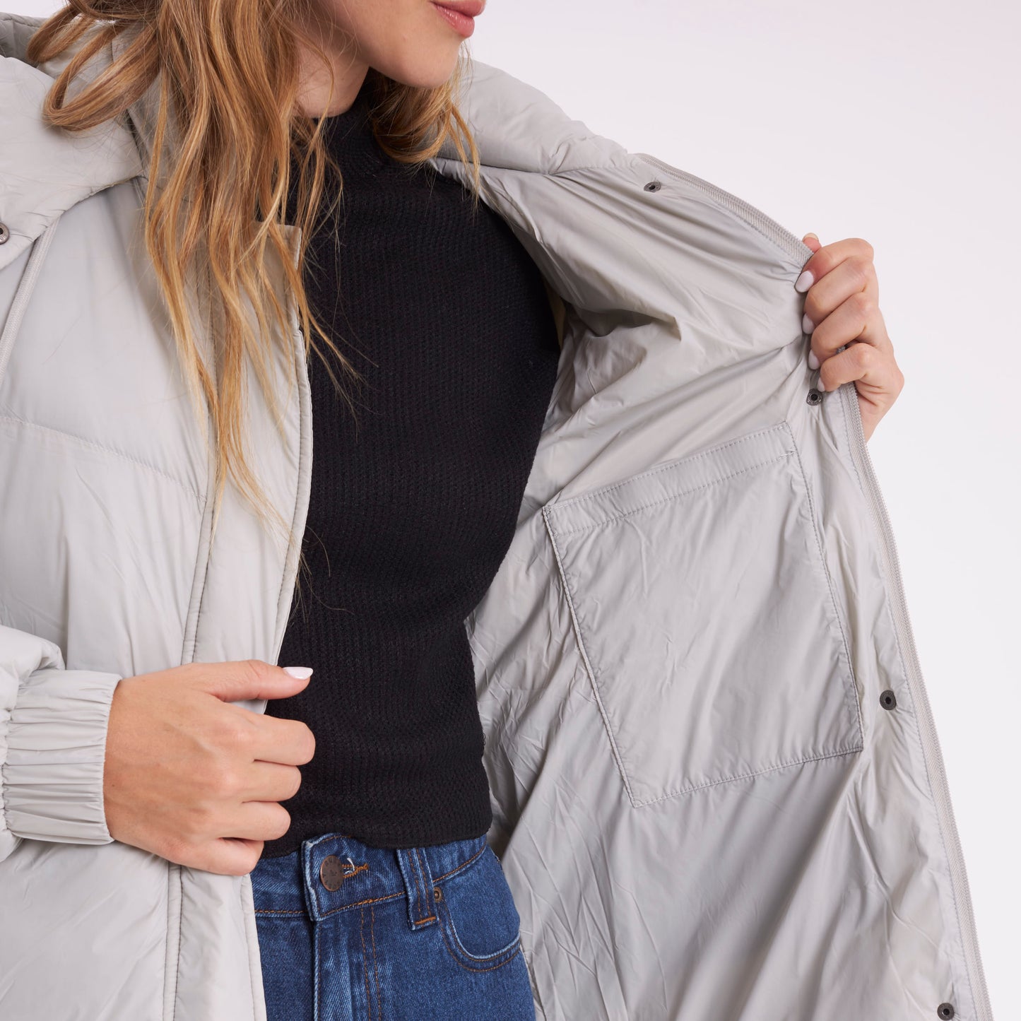 Campera Abrigo Rusty Shallow Long Puffer Coat Ld Mirage Gray