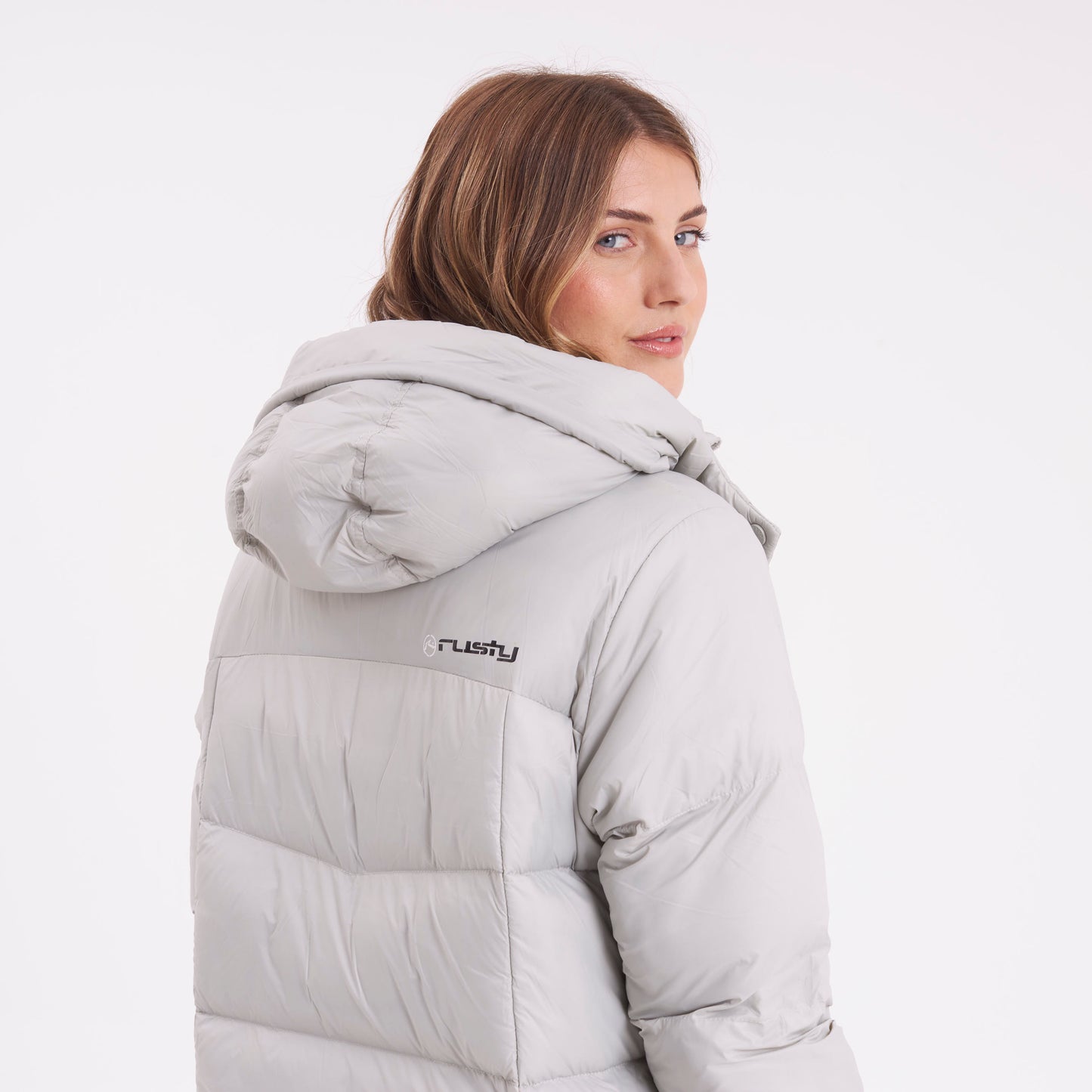 Campera Abrigo Rusty Shallow Long Puffer Coat Ld Mirage Gray