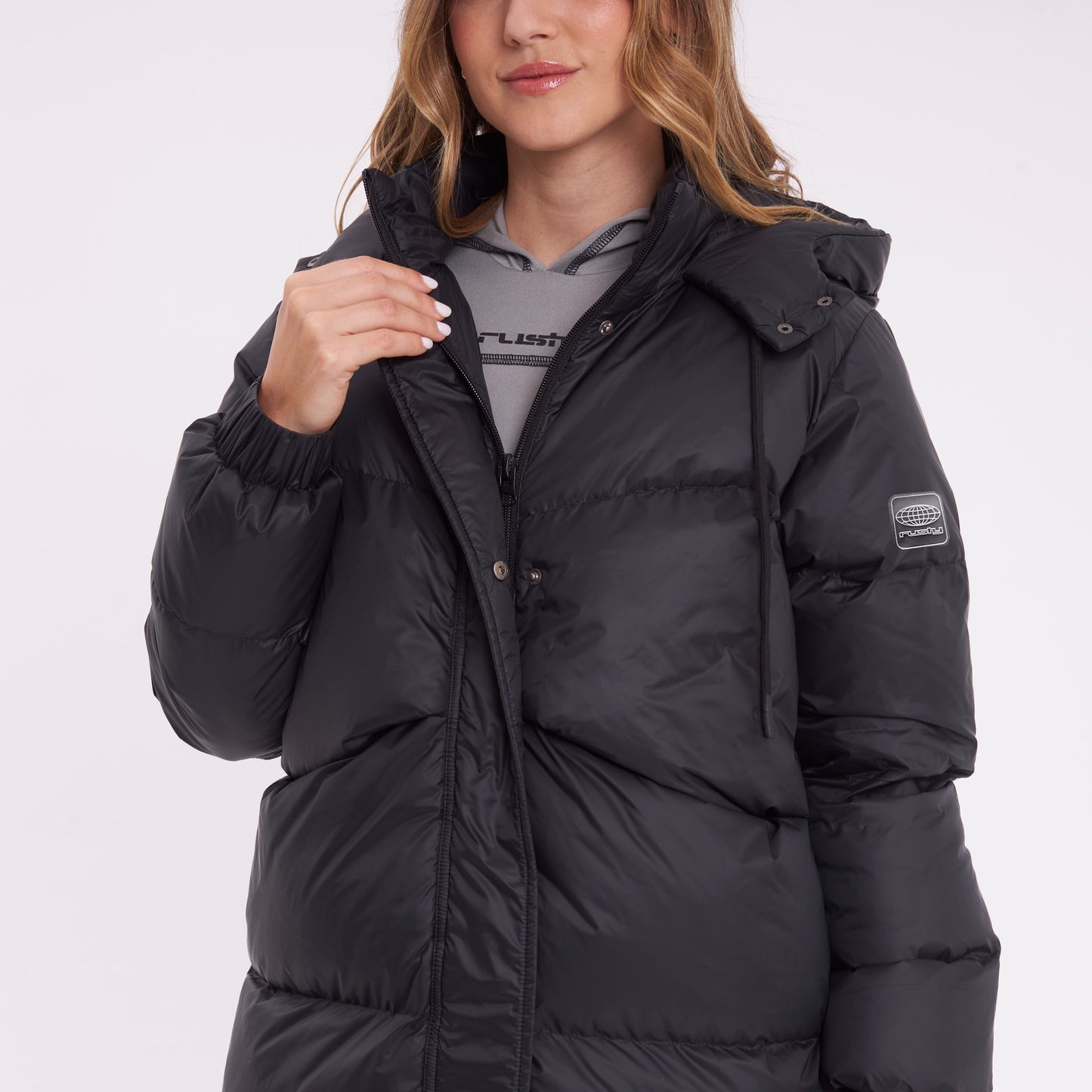 Campera Abrigo Rusty Shallow Long Puffer Coat Ld Black