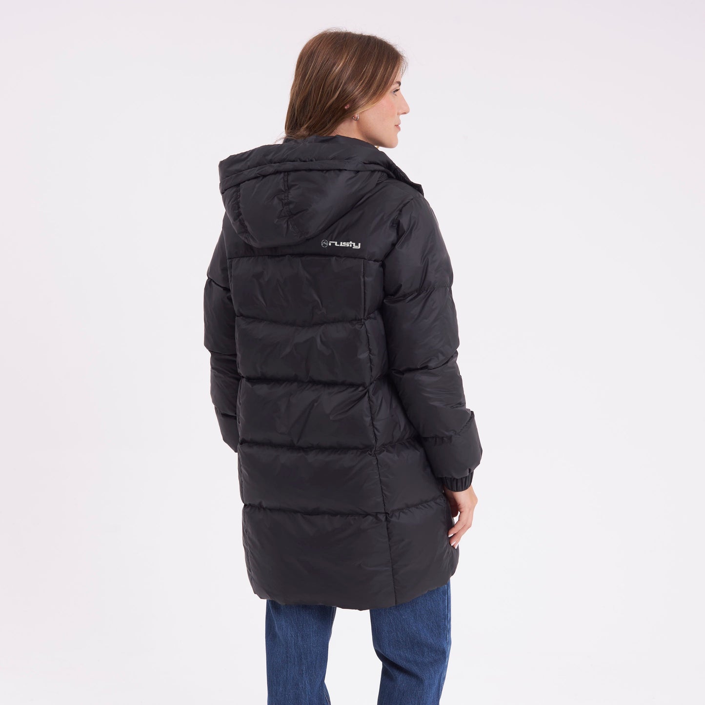 Campera Abrigo Rusty Shallow Long Puffer Coat Ld Black