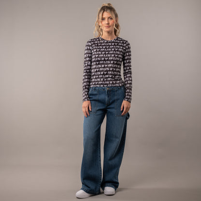 Fashion Top Rusty Sketch Ls Black