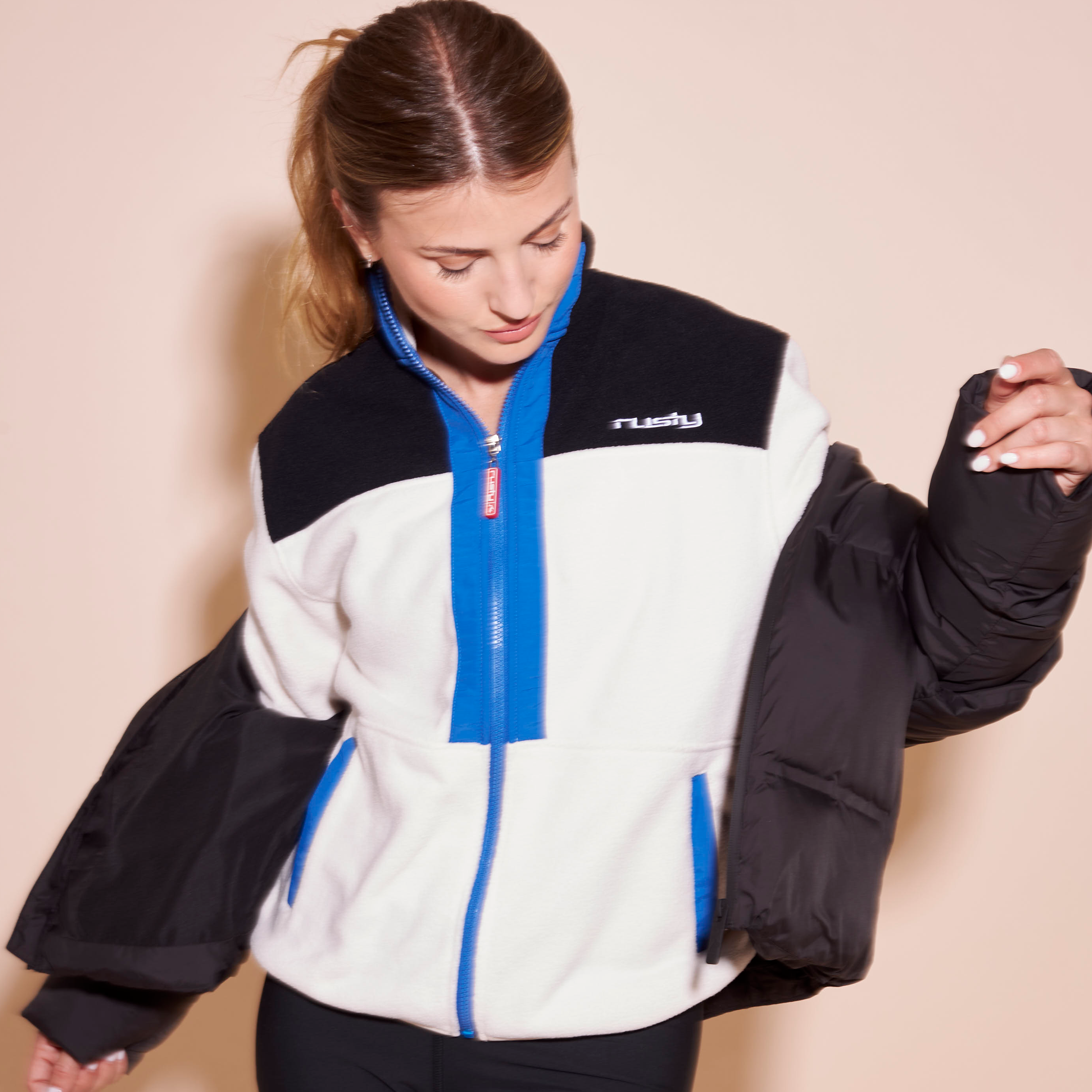 Campera Abrigo Rusty Snooze Polar Fleece Jacket Ld Snow White