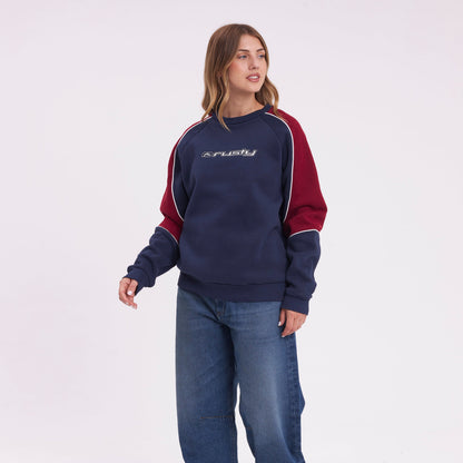 Buzo Rusty South Of The River Oversize Crew Fleece Navy/Red