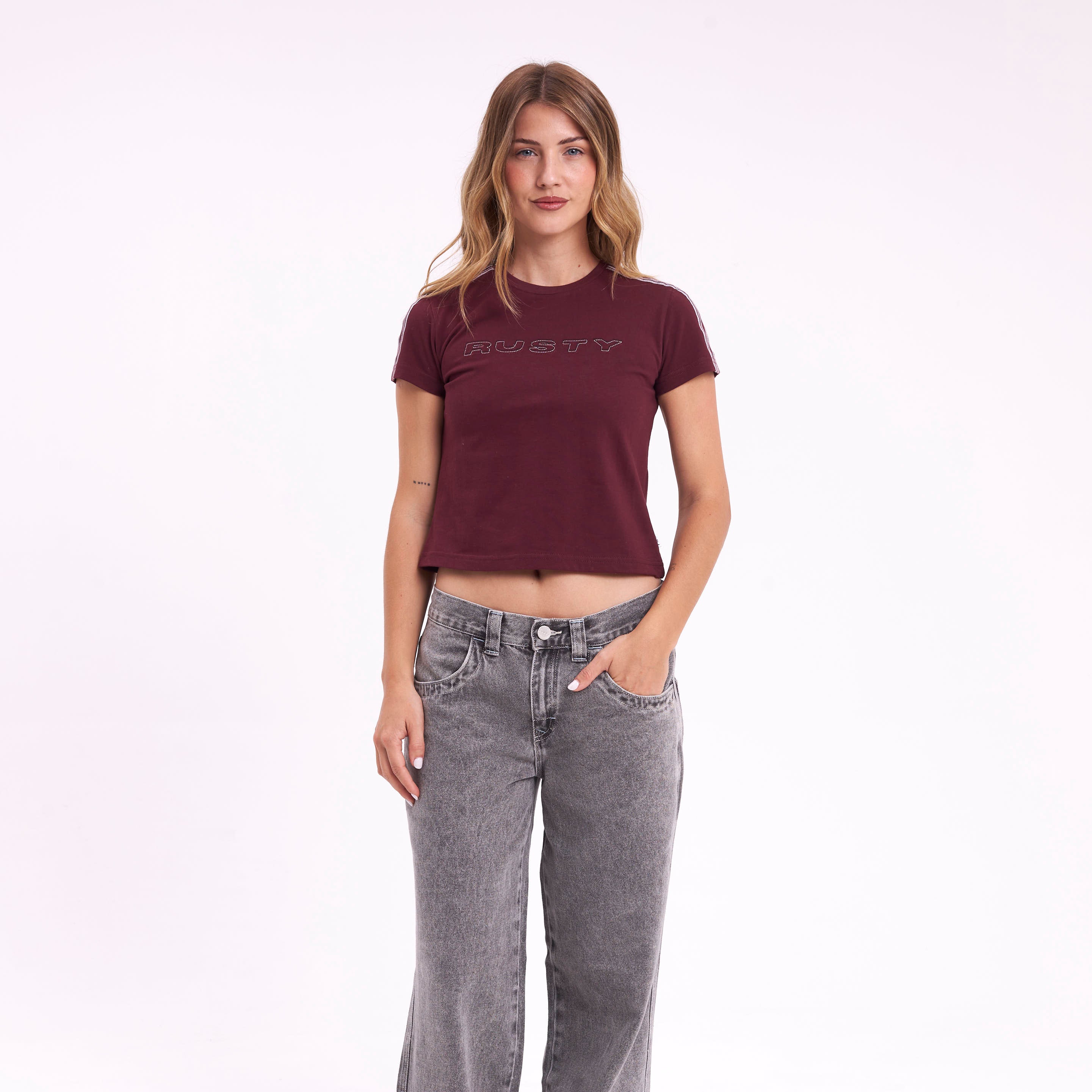 Remera Mc Rusty Stitched Up Relaxed Mini Tee Ld Burgundy