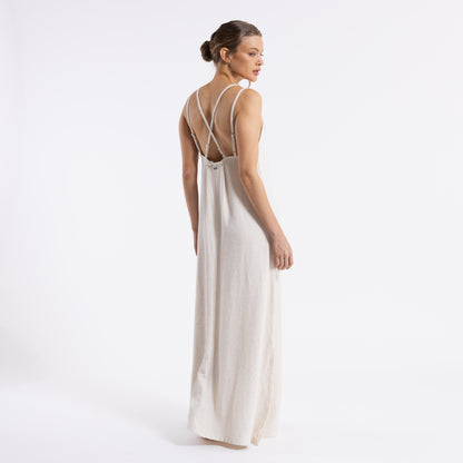 Vestido Rusty Sunset Slip Maxi Dress Ld Ecru