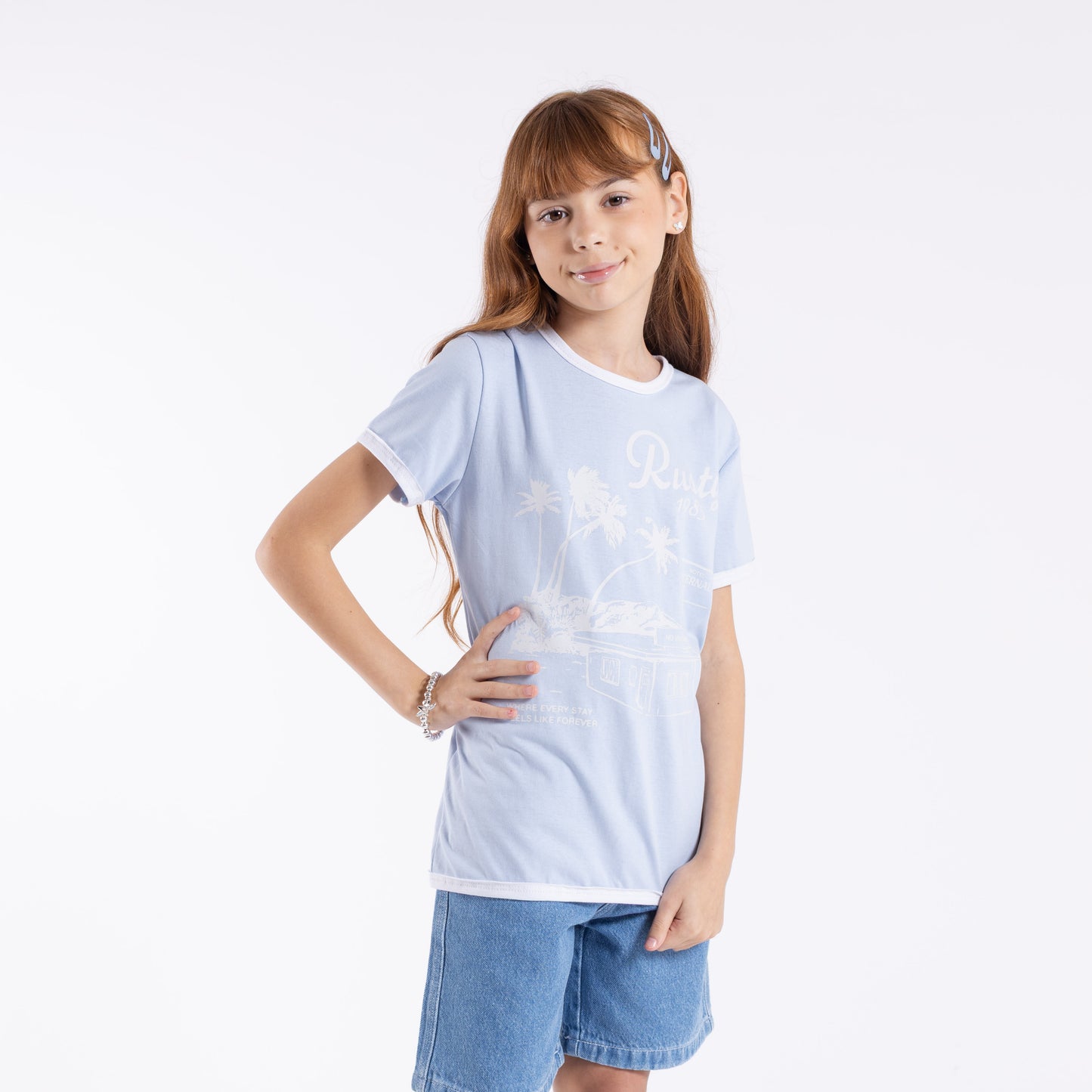 Remera Mc Rusty Sunset Wishes Ringer Tee Girls Kentucky Blue