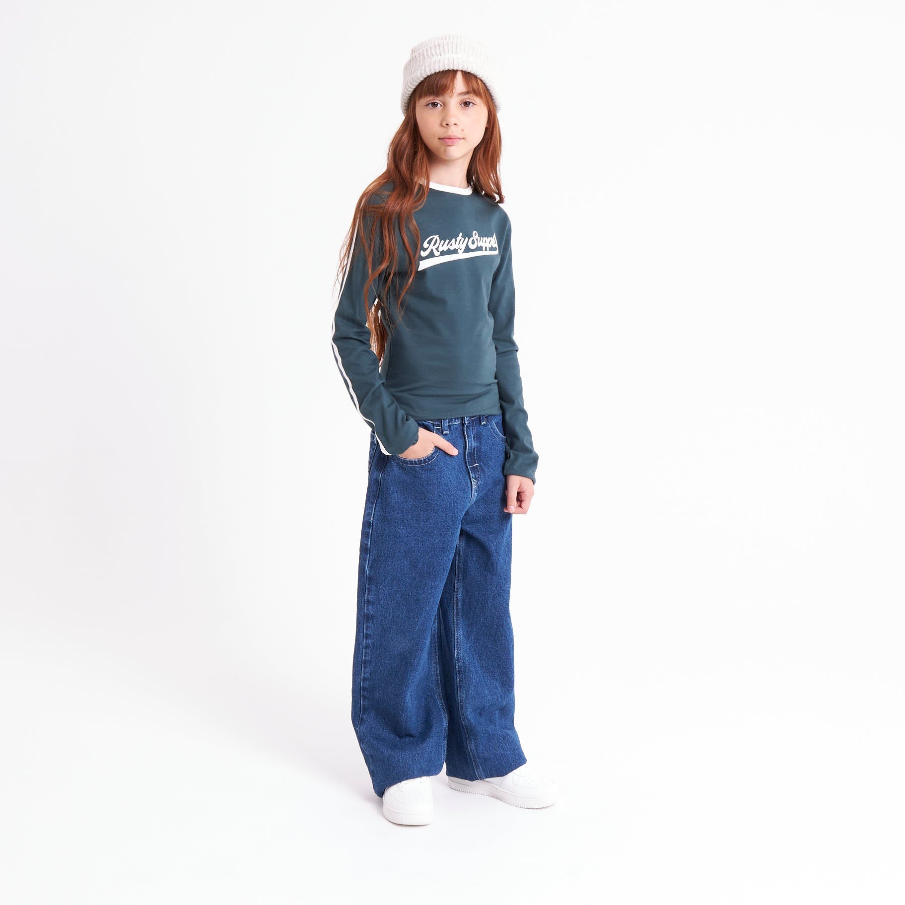 Remera Ml Rusty Supply Contrast Ls Tee Girls Green Gables