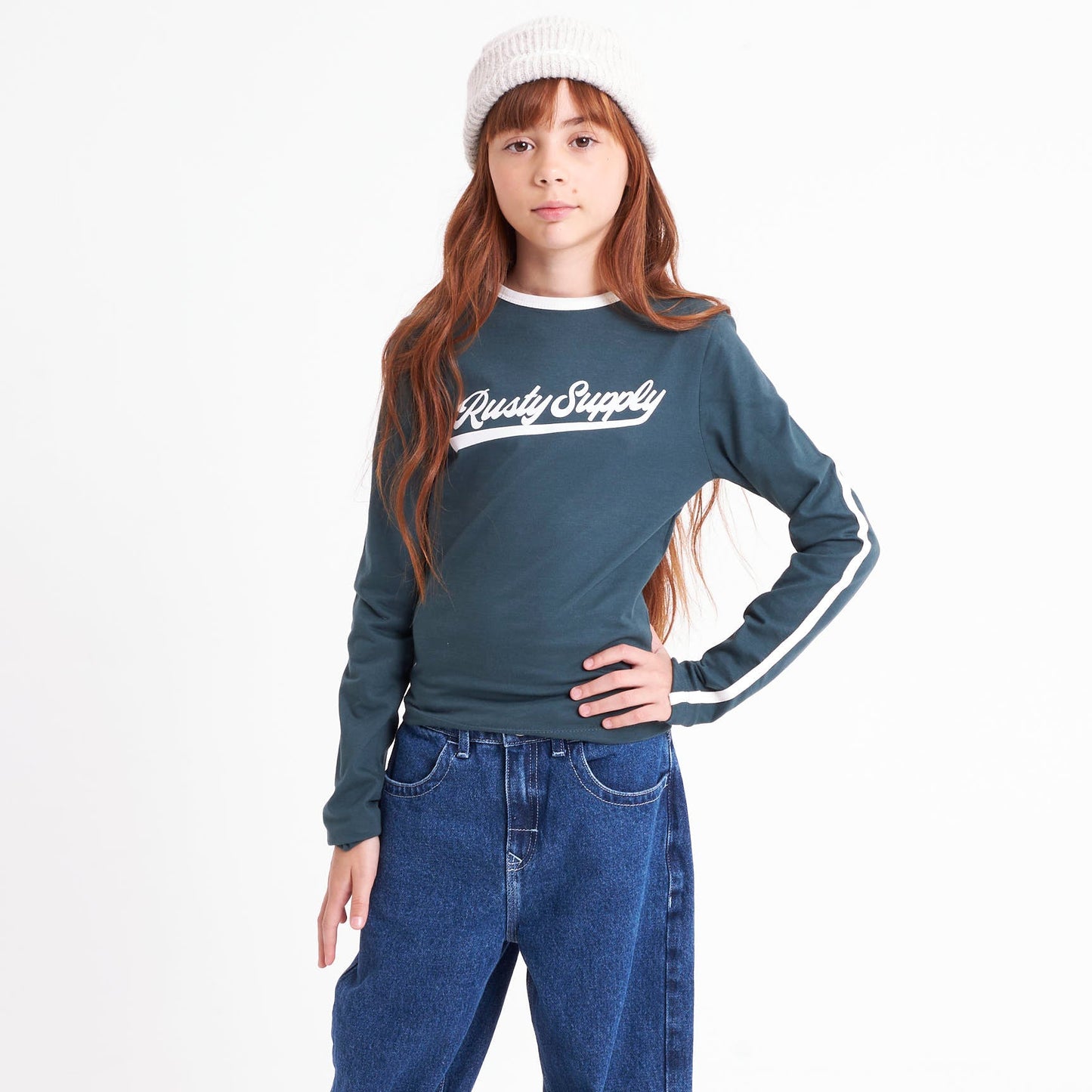 Remera Ml Rusty Supply Contrast Ls Tee Girls Green Gables