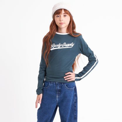 Remera Ml Rusty Supply Contrast Ls Tee Girls Green Gables