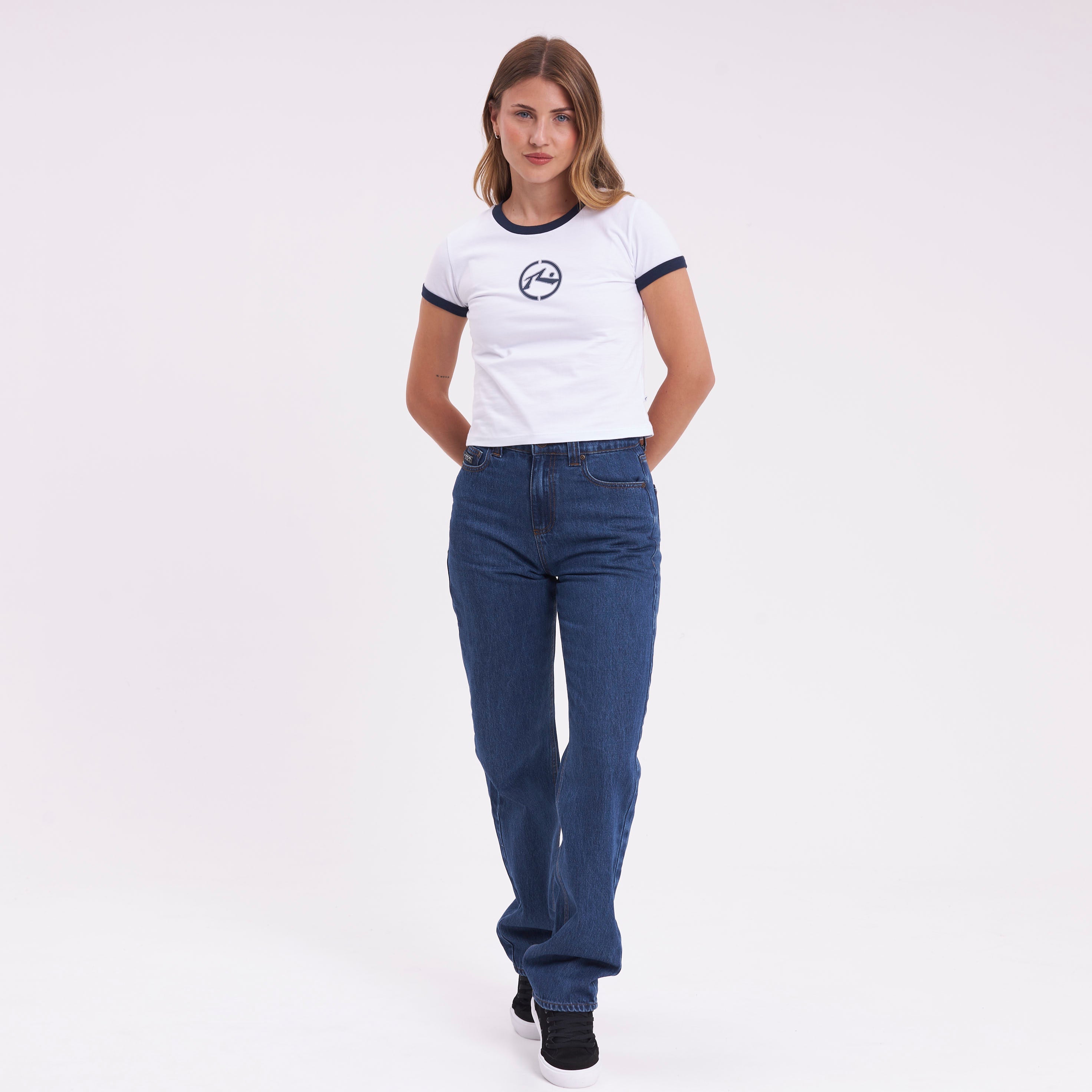 Jean Rusty Suzy Straight Mid Rise Jean Ld Deep Sea Blue