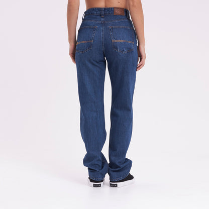 Jean Rusty Suzy Straight Mid Rise Jean Ld Deep Sea Blue