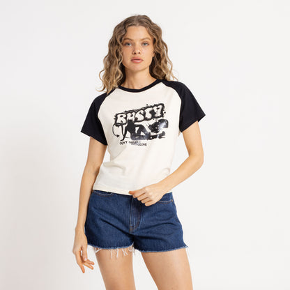 Remera Mc Rusty Tank Girl Raglan Cap Sleeve Baby Tee Ld Snow White