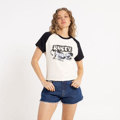 Remera Mc Rusty Tank Girl Raglan Cap Sleeve Baby Tee Ld Snow White