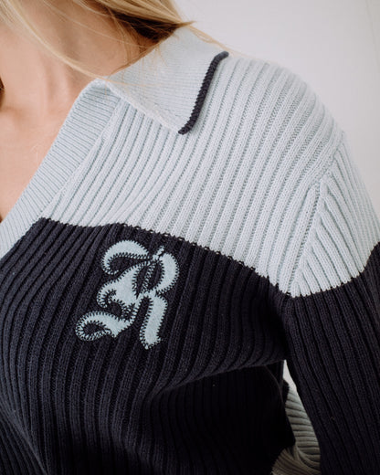 Sweater Rusty Try Me Knitted Rugby Top Retro Blue/Navy