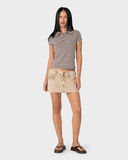 Remera Mc Rusty Peta Stripe Polo Baby Tee Brown/Cream Stripe