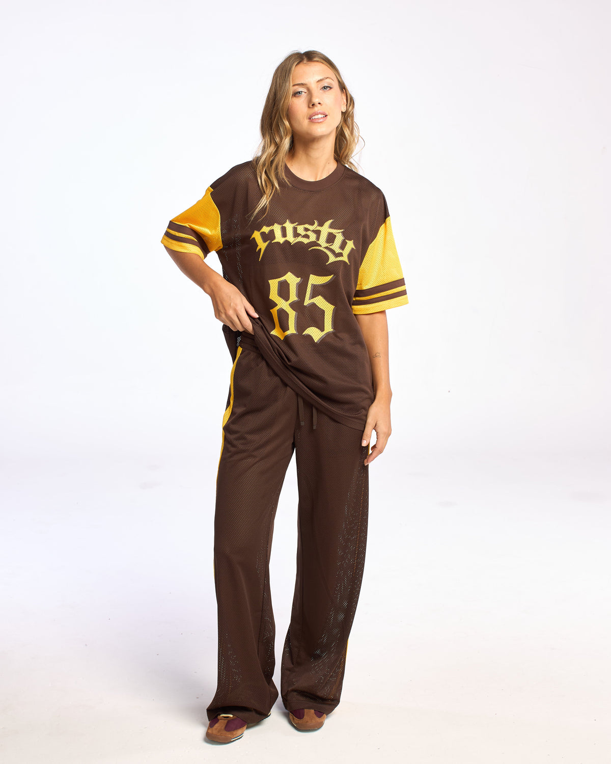 Remera Mc Rusty Rag Stripe Oversized Mesh Oversize Tee Java/Amber