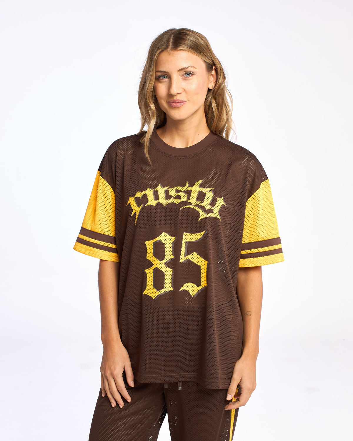 Remera Mc Rusty Rag Stripe Oversized Mesh Oversize Tee Java/Amber